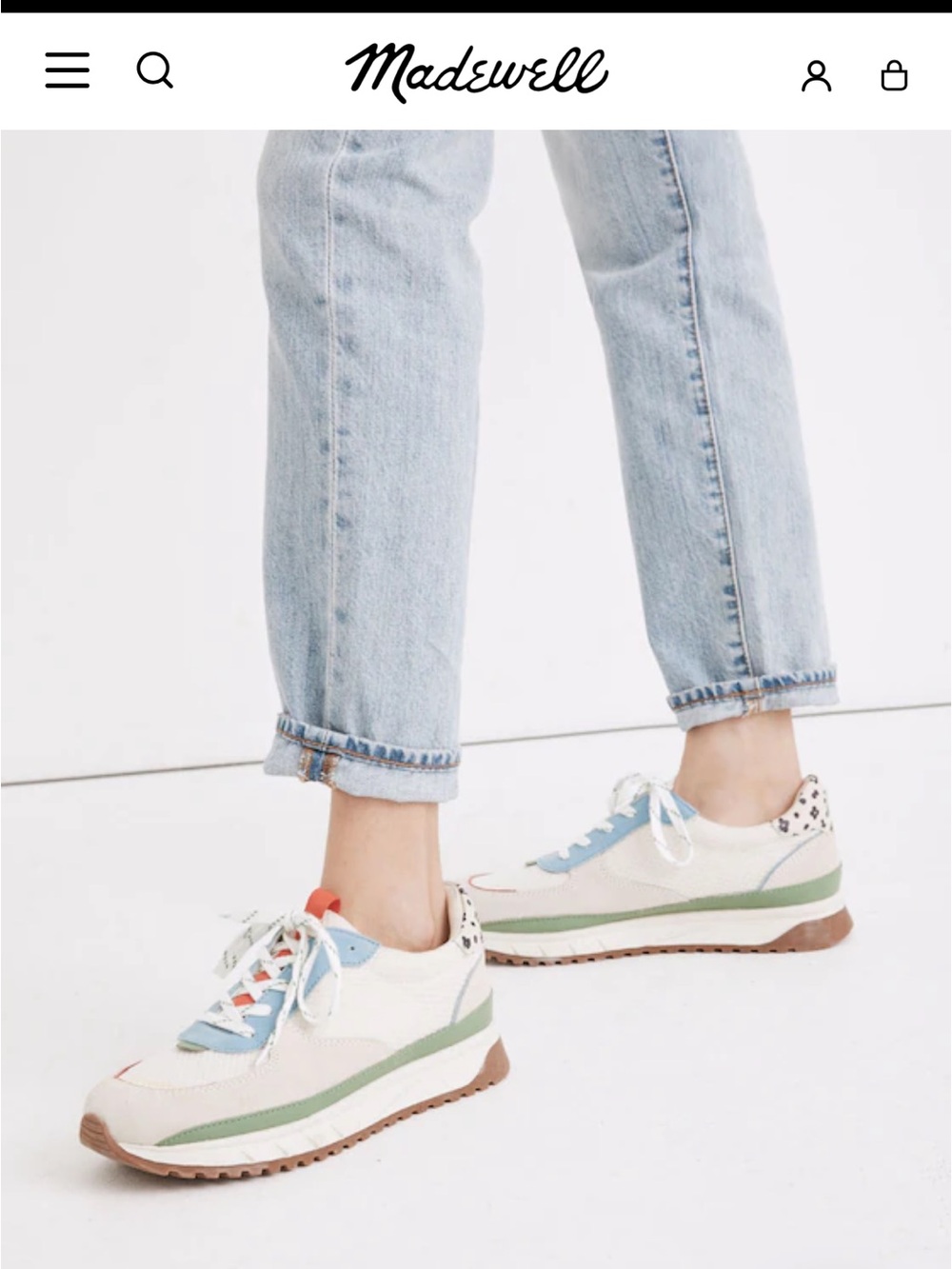 Madewell Cream Sneakers with Blue, Green & Red Accents - Picture 6 of 7